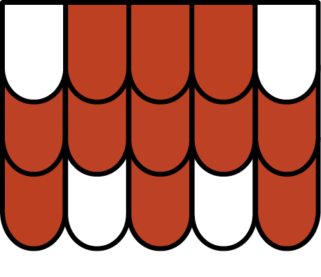 Ein Icon eines Dachs mit roten Dachziegeln
