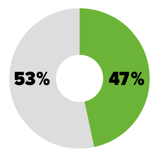 53 % des 2020 in Deutschland erzeugtem Strom wird noch aus konventionellen Energieträgern gewonnen.